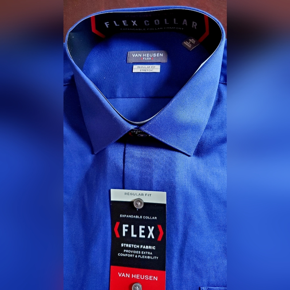 Van Heusen Royal Blue Flex Shirt - Picture 3 of 6